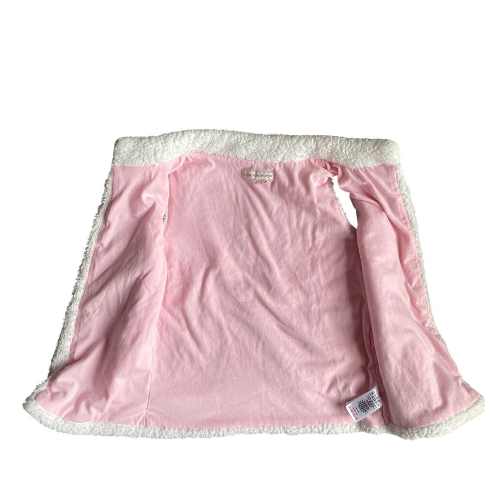 Catherine Malandrino Girls Small 5-6 Faux Fur Fleece Vest Gold Sparkle Hearts - Picture 3 of 9